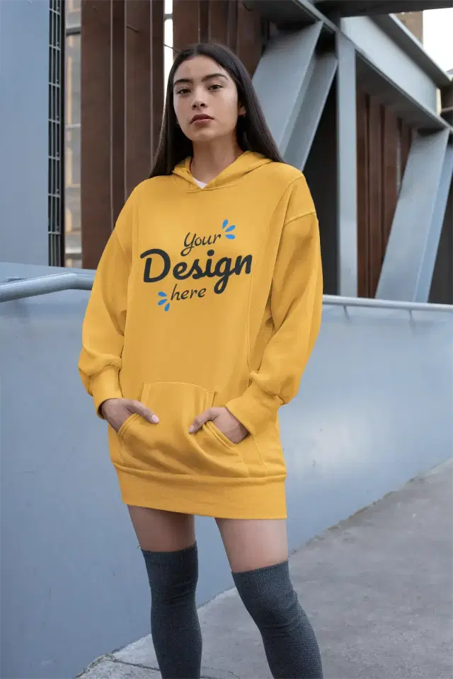 Design preview mockup of custom hoodies and apparel for same day custom shirt printing, fulfilled by a nearby local partner in Paramus, New Jersey