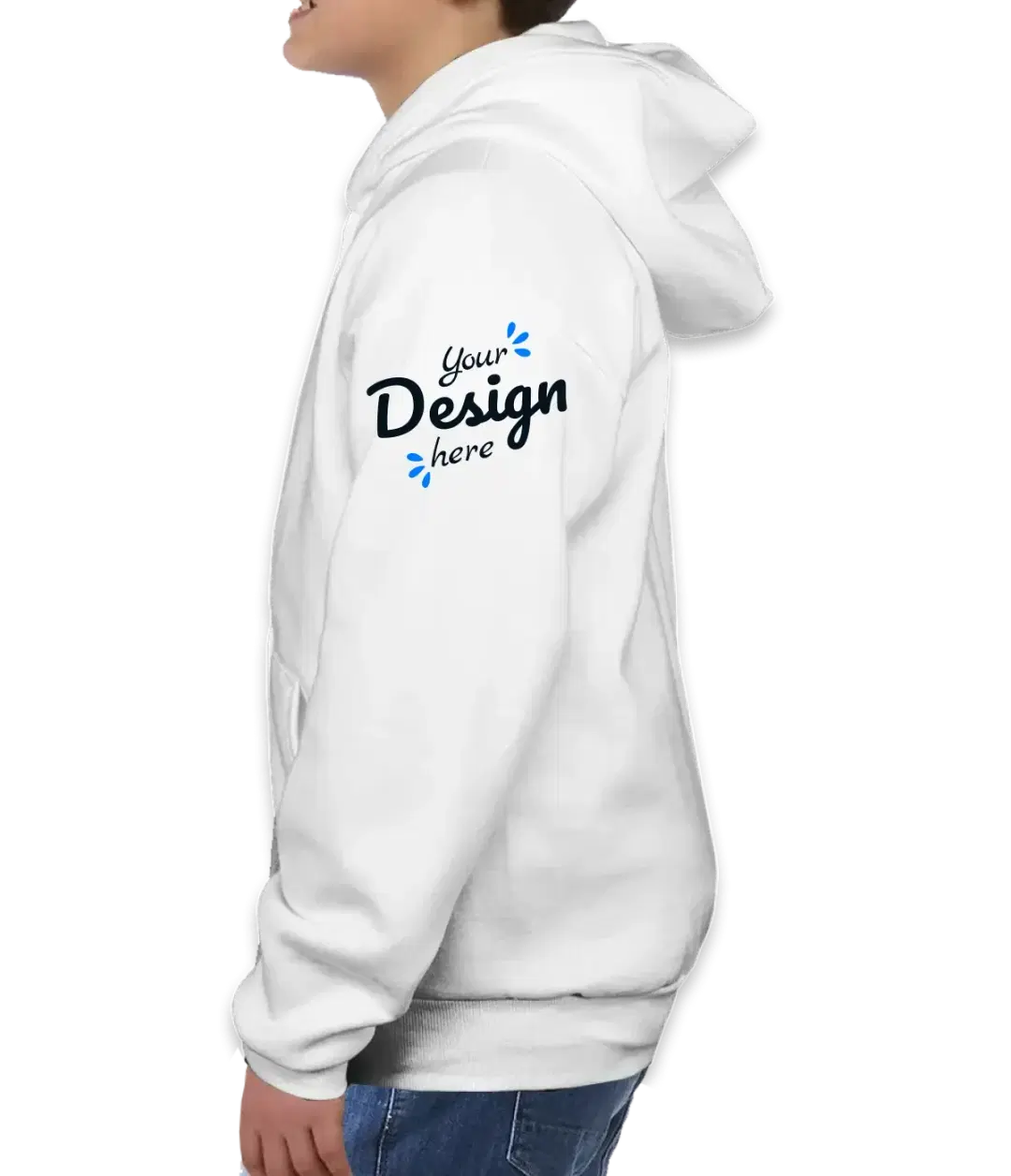 Youth Unisex Pullover Sports Grey Hoodie Left Youth Unisex Pullover Sports Grey Hoodie Left