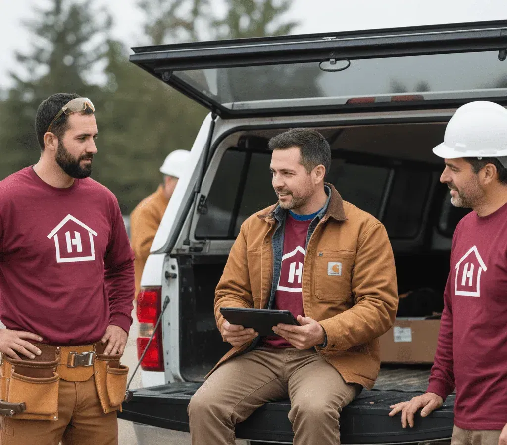 Team wearing our Same Day Custom Shirts for Your Business with their Logo on