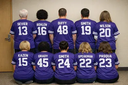 Staff wearing Team T-shirts Vinyl Names with Numbers from Same Day Custom Staff wearing Team T-shirts Vinyl Names with Numbers from Same Day Custom