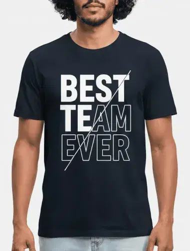 man wearing custom t-shirt that has a customized design on for teams man wearing custom t-shirt that has a customized design on for teams